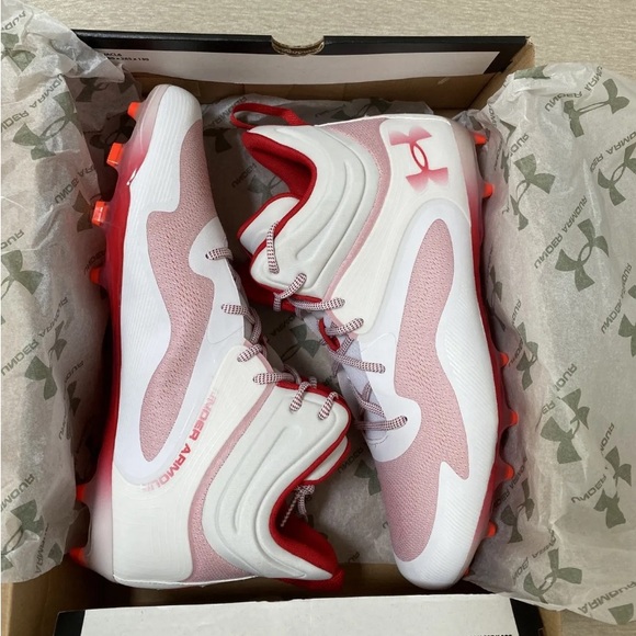 Under Armour Other - Under Armour Men's Command Mid Lacrosse Sneakers Cleat Shoe Red NEW Size 16